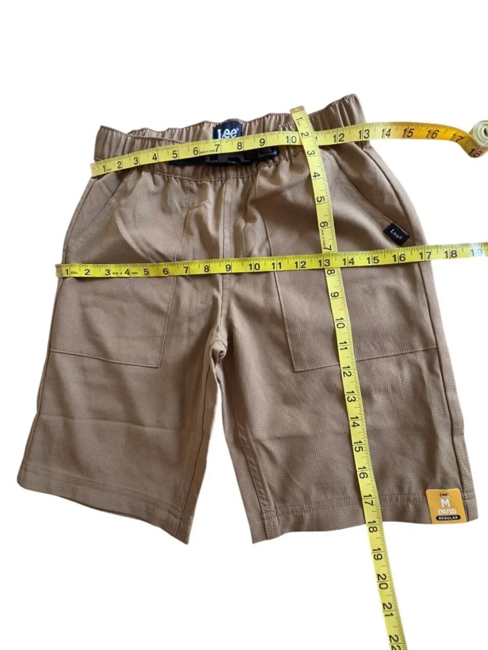 Lee Boys Khaki Elastic Waist Cargo Shorts With Built-In Belt M (10/12) Regular - Picture 3 of 7